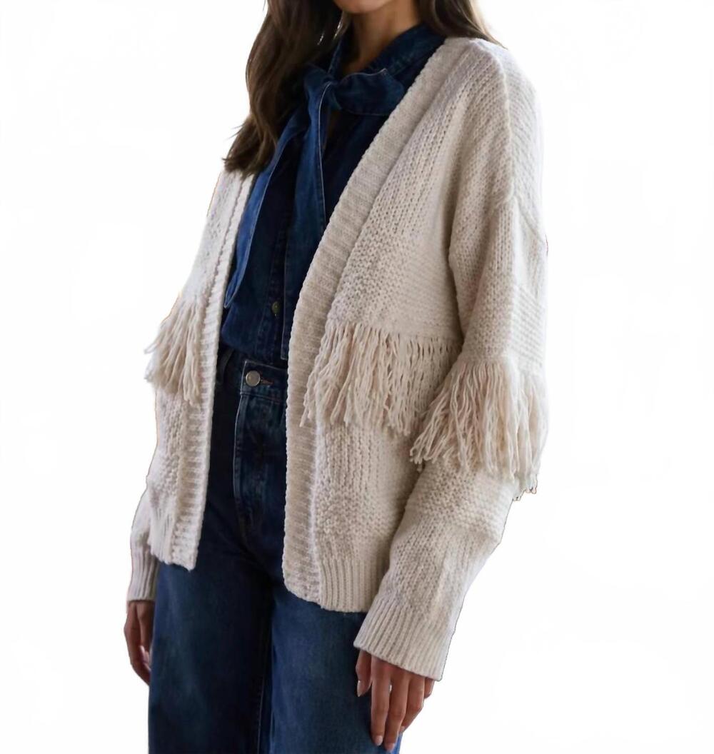 NEW AUTUMN CASHMERE fringe oversized cardigan in sand